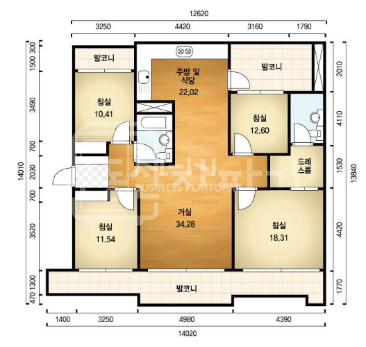 서울 강남구 청담동 방4, 3베이, 인기있는 언북초배정, 귀한 대형평형 매매 매물번호 32759 사진 4